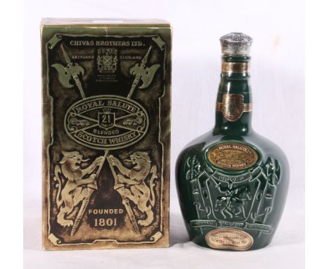 Chivas Brothers ROYAL SALUTE 21 year old blended Scotch whisky 75cl 40%vol in emerald green Spode decanter, boxed 