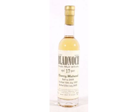 BLADNOCH 1992 17 year old Lowland single malt Scotch whisky, distilled on 15th July 1992 and bottled on 23rd July 2009 from a