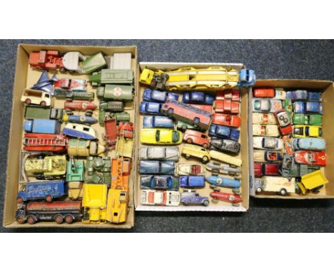 Approximately 49 playworn Dinky Toys including Foden tanker Regent, Guy van Ever Ready, Blaw knox Bulldozer, 20 ton lorry mou