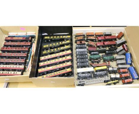 OO gauge model railways including thirteen coaches including three Pullman, rolling stock, wagons, rail, layout accessories, 