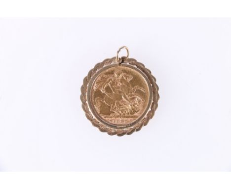 UNITED KINGDOM Victoria (1837-1901) gold sovereign 1898 M (Melbourne Mint Australia) in 9ct gold pendant mount, 9.9g gross 