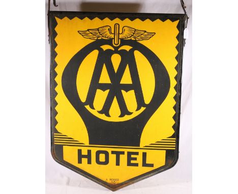 Automobile Association AA Hotel double signed enamel sign by Franco SW1, 80cm tall 