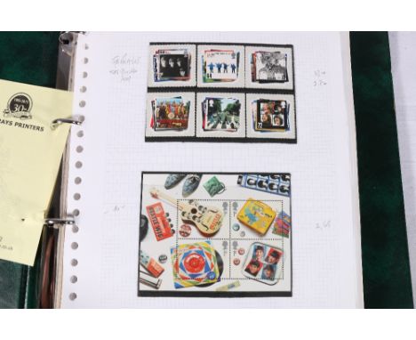 A ring binder album of GB unused mint stamps including miniature sheetlets circa 2008-2012 including The Beatles, Lord of the