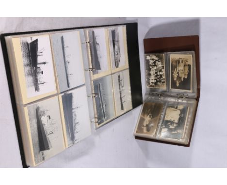 Approximately 250 photographs of boats within one ring binder and approximately 80 portraiture photographs and postcards incl