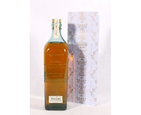 JOHNNIE WALKER blue label blended Scotch whiksy, Robert Burns special commemorative bottling with etched bottle "25th January