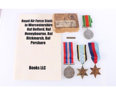 WWII four medal group with issue box to 1229045 CPL GREGORY AD of RAF Defford in Worcester comprising Air Crew Europe star wi