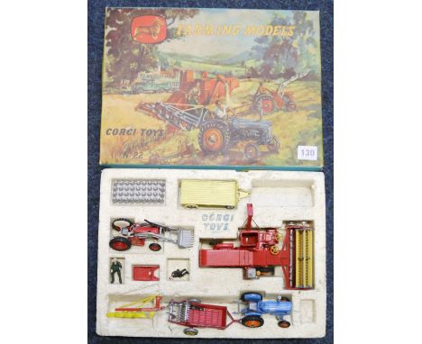 Corgi Toys Farming Models Gift set 22 (incomplete) with Massey Ferguson combine harvester, Fordson tractor etc, with both pol