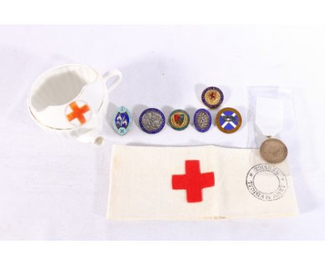 Nursing interest items including silver and enamel Glasgow Royal Maternity Hospital badge by Thomas Fattorini, silver and ena