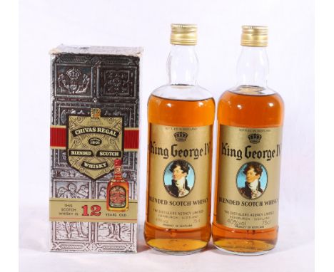 Two bottles of KING GEORGE IV blended Scotch whisky bottle by The Distillers Agency Limited of Edinburgh 75cl 40%vol and a bo