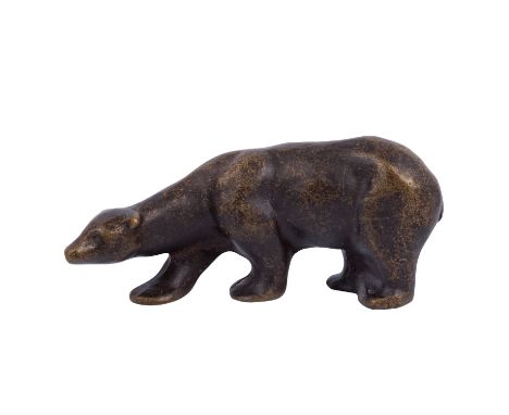 NELLES, SCOTT (XX-XXI) "Eisbär" Bronze, sig., HxL: 5,5/13,5 cm. Min. Altersspuren.   | NELLES, SCOTT (XX-XXI) "Polar Bear" Br