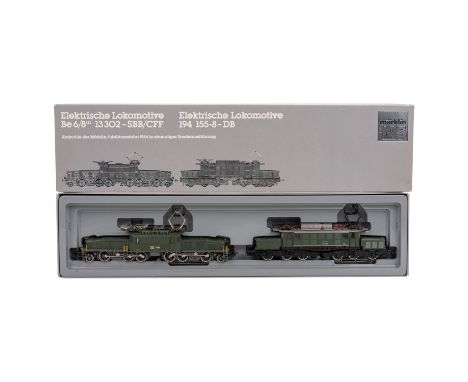 MÄRKLIN Jubiläumspackung "Krokodile" 3300, Spur H0, einmalige Sonderserie, grüne Guss-Gehäuse, bestehend aus Schweizer Krokod