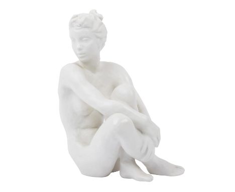 ROSENTHAL "Sitzender weiblicher Akt", 1974-1982 Biskuit-Porzellan, Bodenmarke Rosenthal, sitzender weiblicher Akt mit angezog