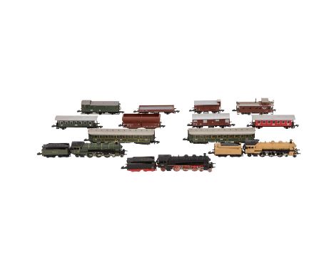 MÄRKLIN mini club Konvolut aus 3 Lokomotiven, 10 Güter- und Personenwagen, Spur Z, darunter von der K.Bay.Sts.B: 1 hellbraune