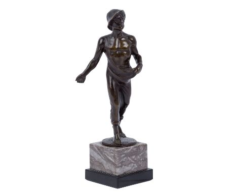 IFFLAND, FRANZ, attribuiert (1862-1935), "Sämann", Bronze, dunkelbraun patiniert, vollplastische Figur eines die Saat ausstre