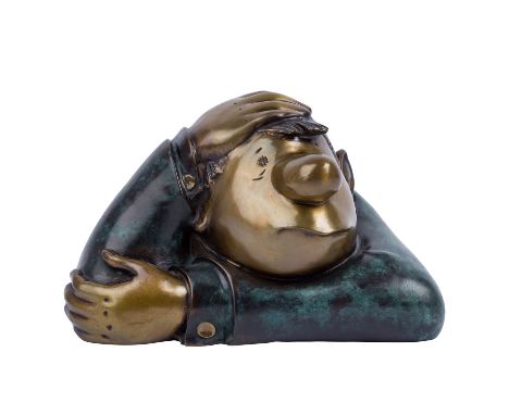 BÜLOW, VICCO VON, "LORIOT" (1923-2011) "Der Denker" Verschiedenfarbig patinierte Bronze, rückseitig sign., Ex. 143/499, HxB: 