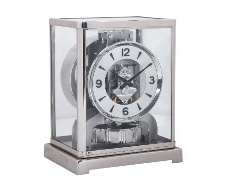 JAEGER-LECOULTRE "Atmos Tischuhr" Rhodiniertes Messing, Seriennummer 411677, Caliber 526-5, allseitig verglastes, rechteckige