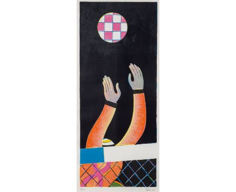 GENKINGER, FRITZ (1934-2017), "Volleyball", Farblithographie/Papier, u.re. mit Bleistift von Hand isgniert, u.li. mit Bleisti