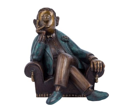 BÜLOW, VICCO VON, "LORIOT" (1923-2011) "Herr im Sessel" Verschiedenfarbig patinierte Bronze, rückseitig sign., Ex. 97/980 und