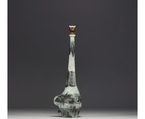 Jacques BLIN (1920-1995) Enamelled ceramic and raffia lamp signed â€˜J. Blinâ€™ under the base, model created circa 1960s at 