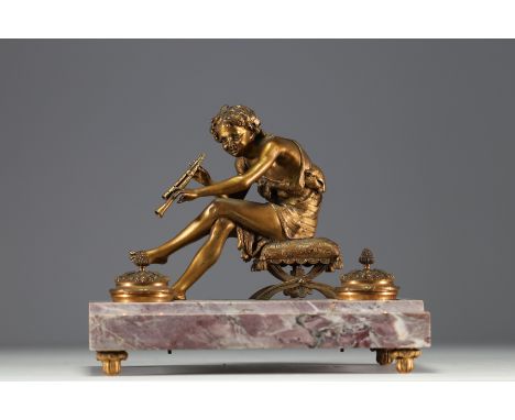 â€˜Young Bacchusâ€™ Marble and bronze inkwell. Normal wear - Weight: 11.35 kg - Shipping unavailable - Region: France - Sizes