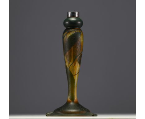 DAUM Nancy - Lamp base in acid-etched multi-layered glass decorated with khakis. Normal wear - Weight: 940 g - Shipping avail