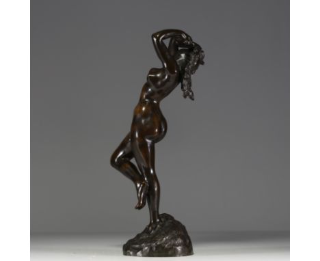 Jef LAMBEAUX (1852-1908) â€˜La danseuseâ€™ Bronze with shaded brown patina, signed on the base and foundry stamp â€˜Usines Vo