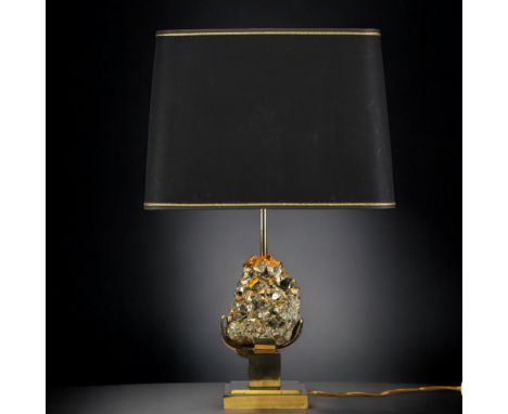 Willy DARO (XX) - Brass and quartz lamp, original black shade, circa 1970-80. Normal wear - Weight: 5.35 kg - Shipping unavai