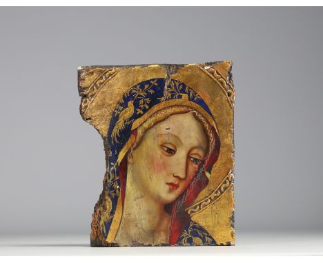 "The weeping virgin", oil on very thick oak wood, probably Orthodox, 18th century condition visible on pictures - Weight: 1.2