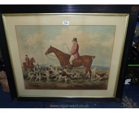 An impressive Victorian lithograph, after Thomas Woodward (1801-1852), 'John Parker Master of the Worcestershire Hunt, astrid