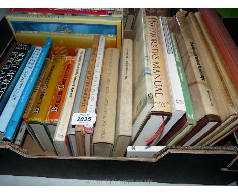 Books on woodwork, urban landscape building construction, Royal Worcester porcelain, etc.