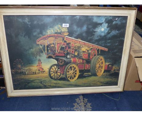 A large Coulson Print depicting a tracker engine, The Grand 20th century Scenic Railway at a fairground, 33 3/4" x 23 3/4".