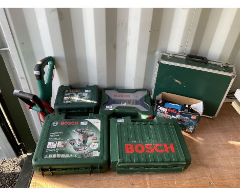 Hand tools to include, drills, mutli-saw, work bench mini grinder, and accessories. - THIS LOT IS TO BE COLLECTED BY APPOINTM