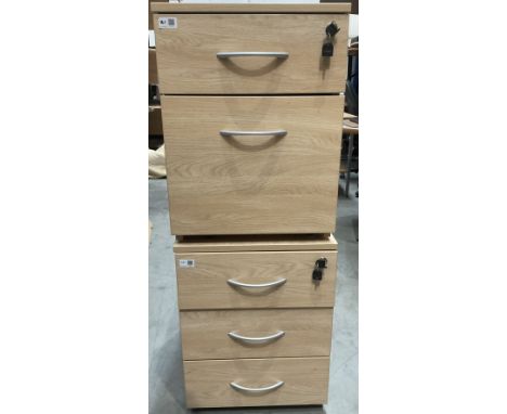 Pair of light oak effect filing pedestals on castors. - THIS LOT IS TO BE COLLECTED BY APPOINTMENT FROM DUGGLEBY STORAGE, GRE