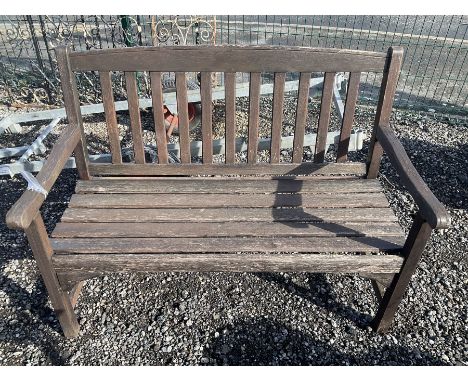 Stained wood garden bench - THIS LOT IS TO BE COLLECTED BY APPOINTMENT FROM DUGGLEBY STORAGE, GREAT HILL, EASTFIELD, SCARBORO
