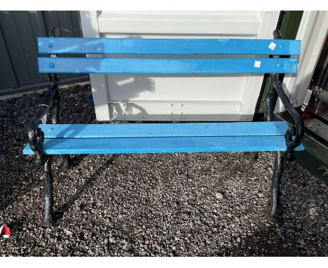 Cast iron log bench with wood slatted seat and back rail - THIS LOT IS TO BE COLLECTED BY APPOINTMENT FROM DUGGLEBY STORAGE, 