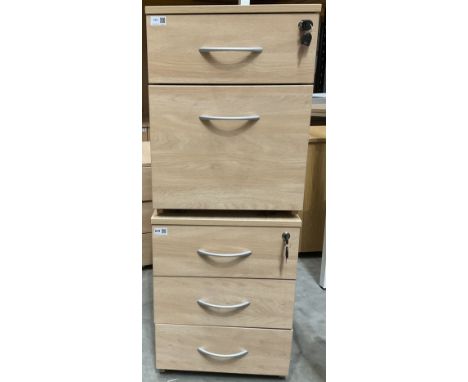 Pair of light oak effect filing pedestals on castors. - THIS LOT IS TO BE COLLECTED BY APPOINTMENT FROM DUGGLEBY STORAGE, GRE