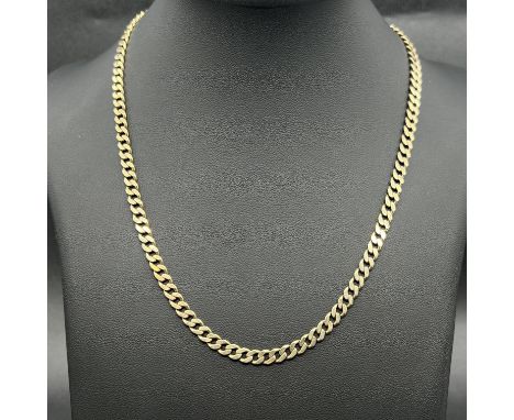 A 9ct yellow gold curb chain,
solid links,
20 inches long,
18.7 grams in weight,