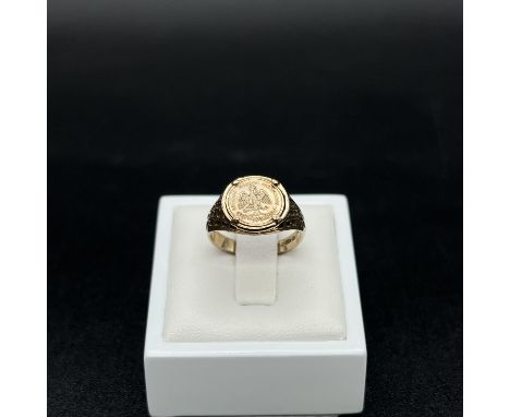 A 9ct yellow gold signet ring,
size K,
3 grams in weight approx,