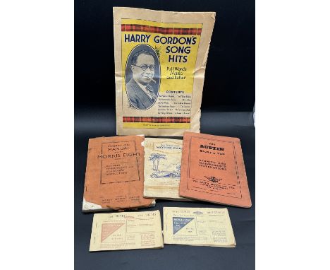 Vintage car manual for a Morris 8 and an Auston 8, other car items