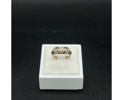 A 9ct yellow gold diamond fancy dress ring,
size L,
2.2 grams in weight approx