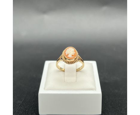 A 9ct yellow gold Cameo ring,
hallmarked,
size M,
2.5 grams in weight