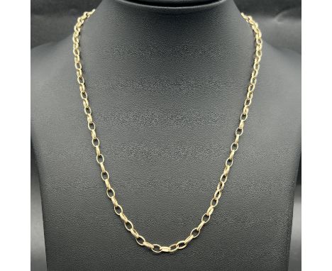 A 9ct yellow gold belcher chain,
20 inches long,
2.9 grams in weight