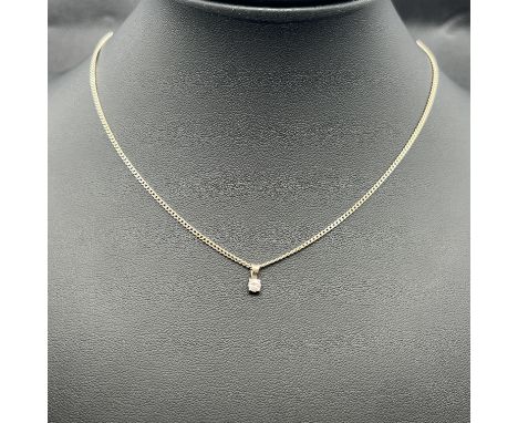 An 18ct white gold diamond pendant,
hallmarked,
0.10ct diamond,
chain is 15 inches in length,
weight is 3 grams approx