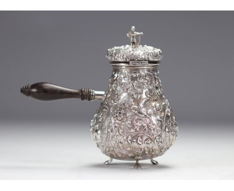 Solid silver chocolatiere richly decorated 19th century - Weight: 290 g - Shipping available - Sizes: H 160 mm x L 175 mm - A