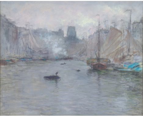 Siebe Johannes TEN CATE (1858-1908) Watercolor "Viaduct in Rotterdam". A HollandÂ&nbsp;Impressionist painter who traveled ext