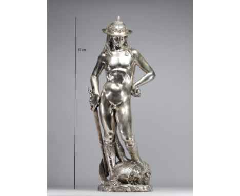 After DONATELLO DAVID Exceptional solid silver proof, height 97 cm, weight 24kg 500 - Weight: 24.54 kg - Shipping unavailable