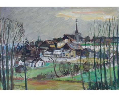 Edmond GOERGEN (1914-2000) Oil on canvas "Village of l'Oesling" signed lower left - Weight: 5.73 kg - Shipping unavailable - 
