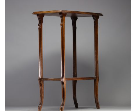 Galle "pond view and dragonfly" marquetry side table - Weight: 4.20 kg - Shipping unavailable - Region: France - Sizes: H 760
