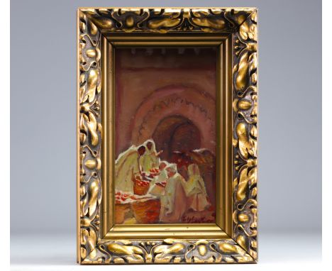Edouard Leon Louis LEGRAND (1892-1970) Painting Orientalist HSP "At the market - Weight: 1.19 kg - Shipping available - Regio