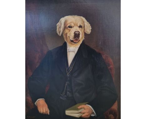 hierry PONCELET (1946) Large oil on panel "Le labrador gentleman" (The Labrador gentleman) Thierry Poncelet is known for demo